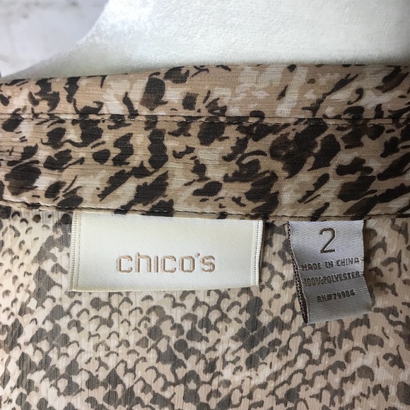 Chico’s sheer leopard print button up - Picture 3 of 8
